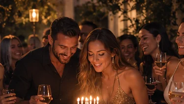 Amigos a celebrar um aniversário