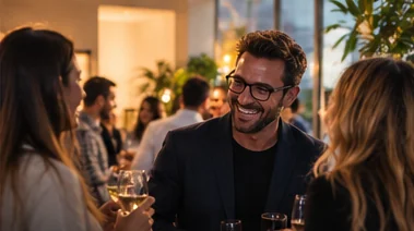 Colegas a conviver num evento de empresa
